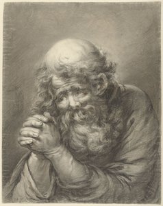 Anciano con barba y manos cruzadas de Nicolas Joseph Delin