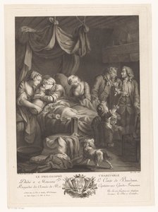 Mujer con bebé dando a luz, rodeada de otras figuras Le Philosophe Charitable (título sobre objeto) de Nicolas Joseph Voyez