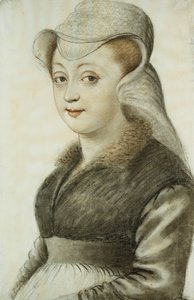 Retrato de una joven, medio cuerpo, girada a la izquierda