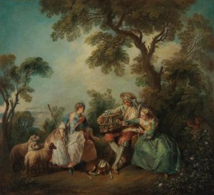 La jaula de pájaros (Los amores del bosquecillo) de Nicolas Lancret