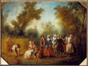 Verano, escena de fiesta campestre en tiempo de cosecha de Nicolas Lancret