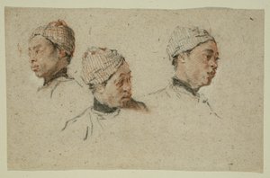 Tres Estudios de la Cabeza de un Hombre Negro con Turbante de Nicolas Lancret