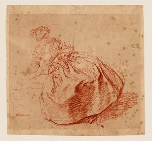 Mujer joven con abanico (dibujo)