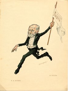 Retrato de Marius Petipa (1818-1910) bailarín y coreógrafo francés - Litografía de Nikolai Gustavovich Legat (1869-1937), extraído de Ballet russe en caricatures