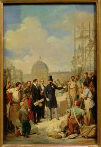 Estudio para Napoleón III (1808-73) visitando las obras en el Louvre, 1854 de Nicolas Louis Francois Gosse