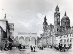 Palacio Real, Sala de Mariscales e Iglesia de los Teatinos en Múnich, primera mitad del siglo XIX de Nicolas Marie Joseph Chapuy