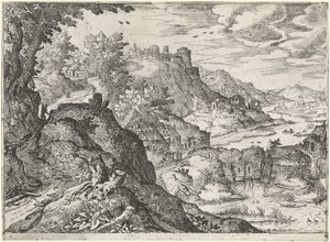 Paisaje de montaña con un molino de agua. Paisajes de montaña (título de la serie)