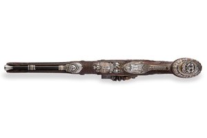Uno de un par de pistolas de chispa con rifle y montura de plata, Versalles, 1825 de Nicolas Noel Boutet