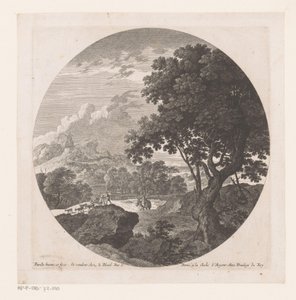 Paisaje con dos hombres con rebaño de cabras de Nicolas Perelle