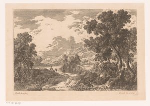 Paisaje fluvial con cuatro figuras. de Nicolas Perelle