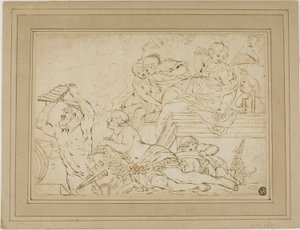 Escena con ninfas y sátiro