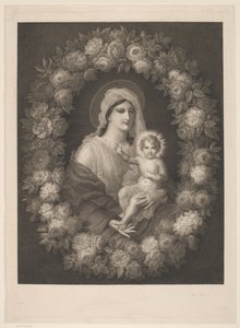 María con el niño en la guirnalda de Nicolas Pinet