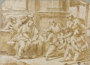 Adoración de los pastores de Nicolas Poussin