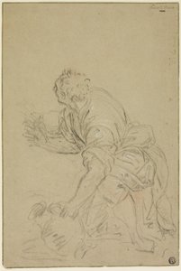 Hombre arrodillado con jarra (anverso); hombre de pie (reverso) de Nicolas Poussin