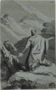 Hombre rezando en el desierto de Nicolas Poussin