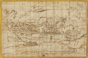 Camino a lo largo de un río serpenteante de Nicolas Poussin