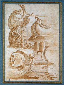 Proa de barco y escudos (según Giulio Romano) de Nicolas Poussin