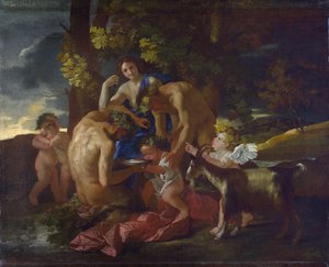 La crianza de Baco, c.1628-29 de Nicolas Poussin