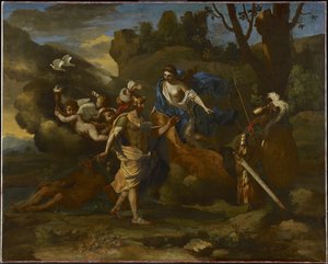 Venus, madre de Eneas, presentándole armas forjadas por Vulcano, c.1635 de Nicolas Poussin