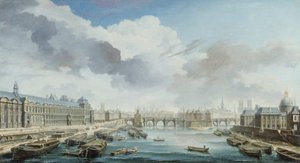 El Louvre, el Pont-Neuf y el Collège des Quatre-Nations, hoy Institut de France, vistos desde el Pont Royal de Nicolas Raguenet