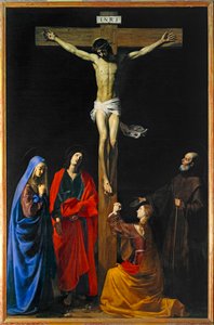 Cristo en la Cruz, Virgen María, Magdalena, santos Juan y Francisco de Paula - Cristo en la Cruz, Virgen María, santos María Magdalena ... de Nicolas Tournier