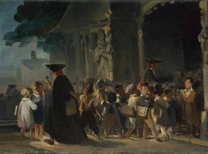 Niños en la puerta de una iglesia, entre 1817 y 1845 de Nicolas Toussaint Charlet