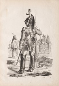 Trajes militares: Granadero de la Guardia Real, 1814-18 de Nicolas Toussaint Charlet