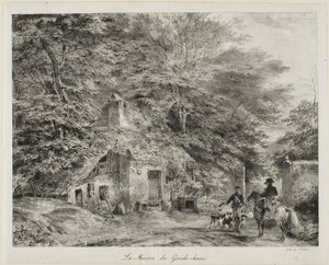 La cabaña del guardabosque, del Álbum de 1826 de Nicolas Toussaint Charlet