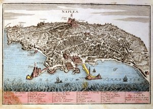 Mapa de la ciudad de Nápoles. Mapa de Le Fer