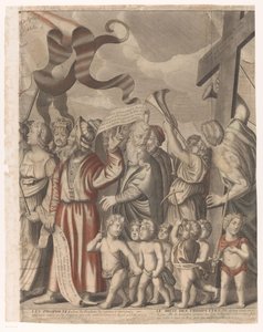 Procesión Triunfal de Cristo con Figuras del Antiguo y Nuevo Testamento (Cuarta Parte) El triunfo de Jesucristo (título sobre objeto) de Nicolas de Larmessin (I)