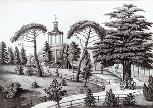El Laberinto del Jardin des Plantes, París, grabado por François Aubertin (1773-1821) de Nicolas the Younger Huet