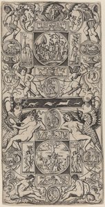 Panel ornamental con Orfeo y el juicio de Paris