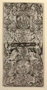 Panel de Ornamento con Orfeo y el Juicio de Paris de Nicoletto da Modena