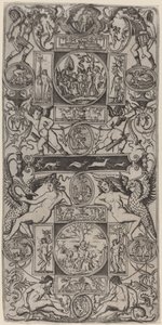 Panel de ornamento con Orfeo y el juicio de París