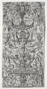 Panel de ornamento con una jaula de pájaros de Nicoletto da Modena