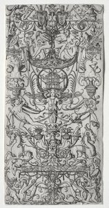 Panel de ornamento con una jaula de pájaros de Nicoletto da Modena