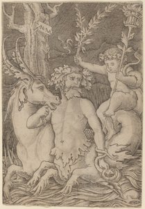 Tritón llevando a un niño de Nicoletto da Modena