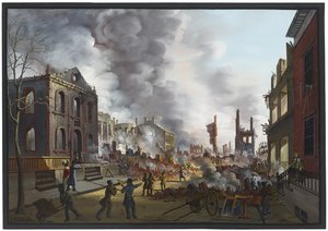Vista de las ruinas después del Gran Incendio en Nueva York, 1835, 1837 de Nicolino Calyo