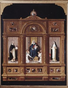 Virgen del rosario Representación en mise en abyme de un tríptico de Nicolo Barabino