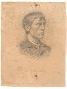 Retrato del pintor Frits Kraul (1862-1935) en perfil de 3/4 de Niels Jakob Jakobsen Bjerre