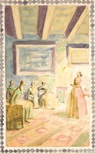 Cinco bocetos para decoraciones de frescos en el Salón Conmemorativo de H.C. Andersen en Odense de Niels Larsen Stevns