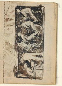 Composición de figuras - boceto para relieve sobre varios oficios