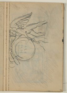 Estudio de ángel con medallón, probablemente después de un modelo de Niels Larsen Stevns