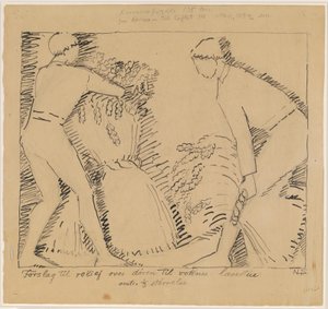 Dos hombres con gavillas de trigo de Niels Larsen Stevns