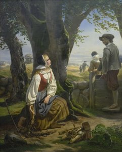 Kirsten Svendsdatter encuentra el Cuerno de Oro en Gallehus el 20 de julio de 1639 de Niels Simonsen