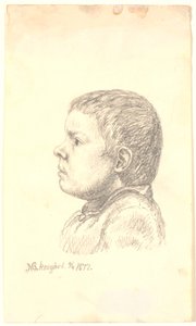 Retrato de niño de perfil hacia la izquierda