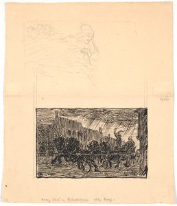Boceto de ilustración para Sønterjyske Folkesagn, v. F.Ohrt. F.o. Donde menos lo esperas y f.n. Rey Abel y los cordeleros