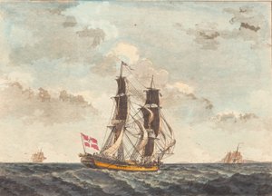 Un bergantín danés navegando casi a favor del viento