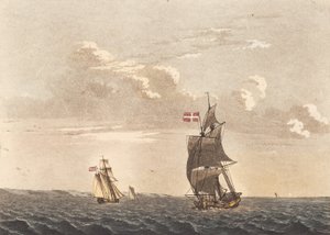 Una galera con viento lateral, y un bergantín a favor del viento de Niels Truslew