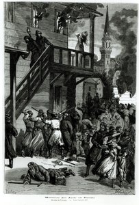 Matanza de los judíos en Rusia, grabado por Gustave Voulquin (fl.1880-90) de Le Journal Illustré, junio de 1881 de Nielsen